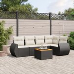 vidaXL Salon de jardin 6 Pièces avec coussins noir résine tressée