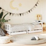 vidaXL Cadre de lit enfant tiroirs blanc 90x200 cm bois de pin massif