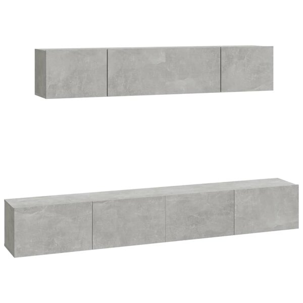 vidaXL Ensemble de meubles TV 4 Pièces Gris béton Bois d'ingénierie