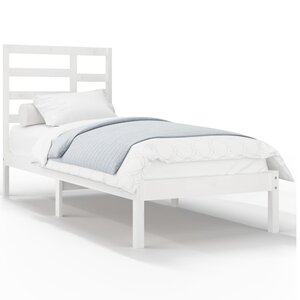 vidaXL Cadre de lit Blanc Bois massif 75x190 cm Petit simple