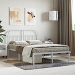 vidaXL Cadre de lit métal avec tête de lit blanc 120x200 cm