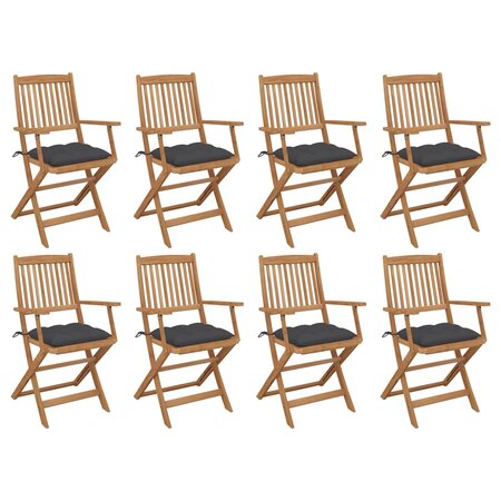 vidaXL Chaises pliables d'extérieur avec coussins 8 Pièces Bois d'acacia