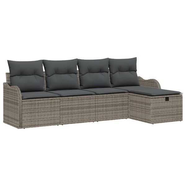 Ensemble de 5 Pièces de Sofas de Jardin avec Coussins Gris Poly Rattan