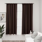 vidaXL Rideaux occultants aspect lin et crochets 2 Pièces Taupe 140x175cm