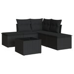 vidaXL Salon de jardin 6 Pièces avec coussins noir résine tressée