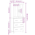 vidaXL Buffet haut Sonoma gris 69 5x34x180 cm Bois d'ingénierie