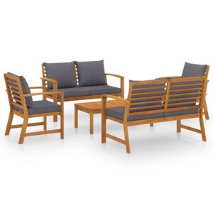 vidaXL Salon de jardin 5 Pièces avec coussin Bois d'acacia solide