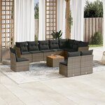 vidaXL Salon de jardin 11 Pièces avec coussins gris résine tressée