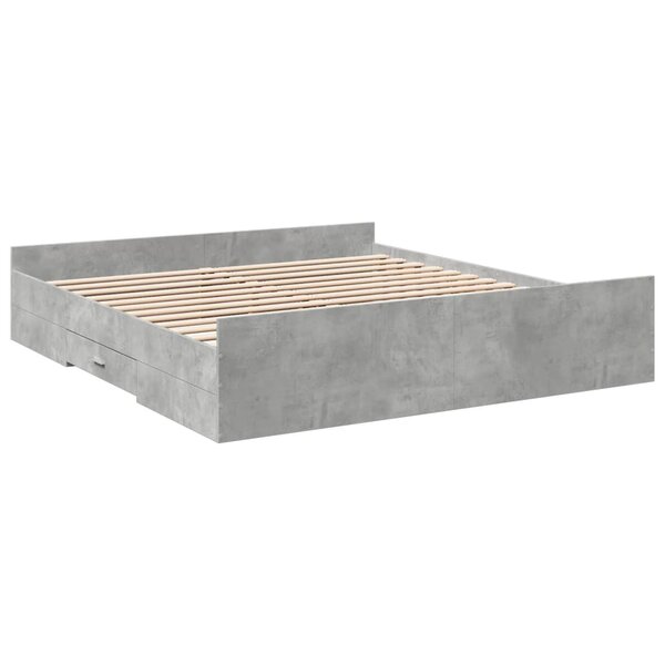 vidaXL Cadre de lit à tiroirs gris béton 180x200 cm bois d'ingénierie