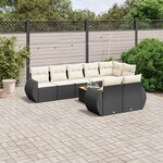 vidaXL Salon de jardin 9 Pièces avec coussins noir résine tressée