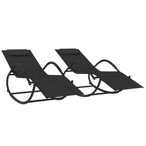 vidaXL Chaises longues à bascule 2 Pièces Noir Acier et textilène