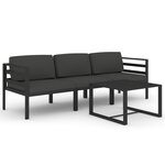 vidaXL Salon de jardin 4 Pièces avec coussins Aluminium Anthracite