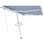 vidaXL Auvent manuel rétractable sur pied 300x250 cm Bleu/Blanc