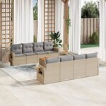vidaXL Salon de jardin avec coussins 9 Pièces beige résine tressée