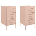 vidaXL Tables de chevet 2 Pièces rose 36x39x68 cm acier laminé à froid