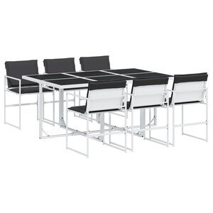 vidaXL Ensemble à manger de jardin avec coussins 7 Pièces blanc textilène