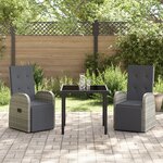 vidaXL Ensemble de salle à manger de jardin 3 pièces avec coussins Rattan Poly Gris