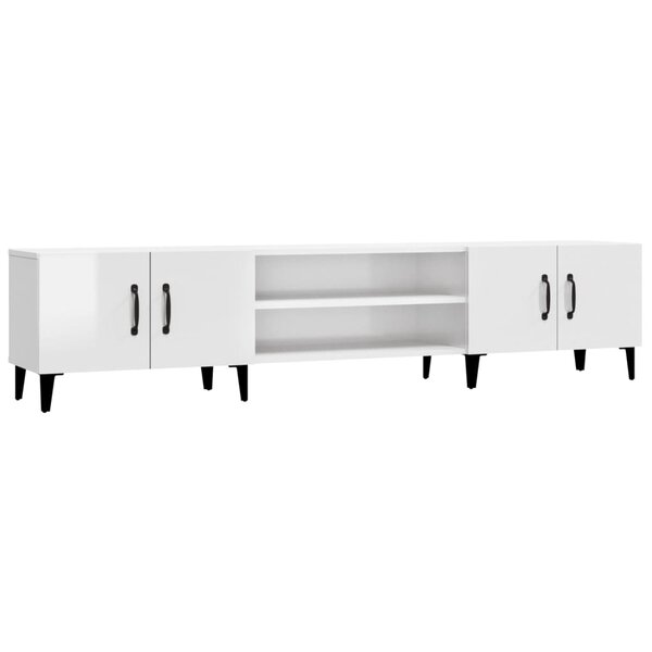 vidaXL Meuble TV blanc brillant 180x31 5x40 cm bois d'ingénierie