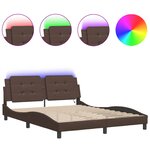 vidaXL Cadre de lit avec lumières LED marron 160x200 cm similicuir