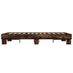 vidaXL Cadre de lit chêne fumé 120x190 cm bois d'ingénierie et métal