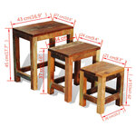 vidaXL Table gigogne 3 Pièces vintage Bois de récupération