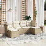 vidaXL Salon de jardin avec coussins 6 Pièces beige résine tressée