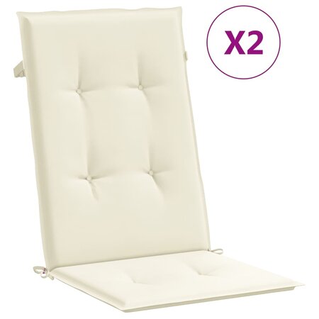 vidaXL Coussins de chaise de jardin dossier haut lot de 2 crème tissu