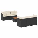 vidaXL Salon de jardin 7 Pièces avec coussins noir résine tressée