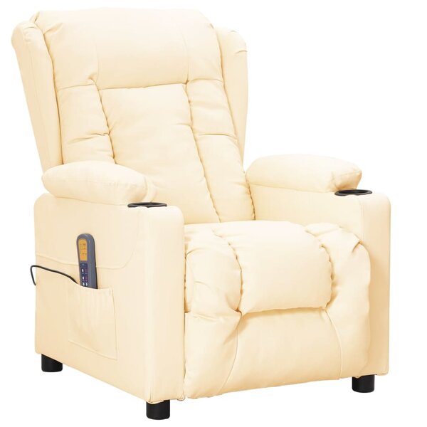 vidaXL Fauteuil de massage Crème Similicuir