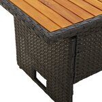 vidaXL Table de jardin noir 100x50x43/63 cm acacia et résine tressée