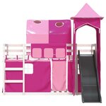 vidaXL Lit superposé sans matelas avec toboggan et rideaux 90x200 cm