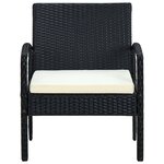 vidaXL Chaise de jardin avec coussin Résine tressée Noir