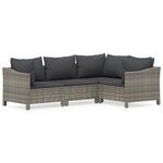 vidaXL Salon de jardin 4 Pièces avec coussins Gris Résine tressée