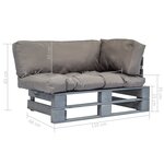 vidaXL Canapé de jardin palette avec coussins gris Pinède