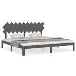 vidaXL Cadre de lit avec tête de lit gris 200x200 cm bois massif