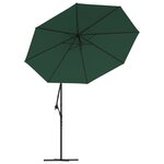 vidaXL Parasol avec éclairage LED 300 cm Poteau en métal Vert