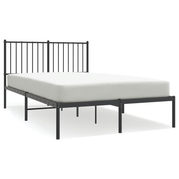 vidaXL Cadre de lit métal avec tête de lit noir 120x190 cm