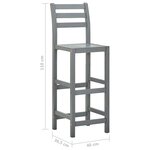 vidaXL Tabourets de bar lot de 2 gris bois d'acacia massif