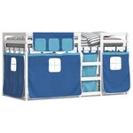 vidaXL Lit superposé avec rideaux bleu 90x200 cm bois pin massif