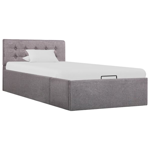 vidaXL Cadre de lit à stockage hydraulique Taupe Tissu 90x200 cm