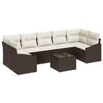 vidaXL Canapé jardin 8 pièces avec coussins marron en poly rattan