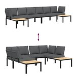 vidaXL Salon de jardin 4 Pièces avec coussins noir aluminium