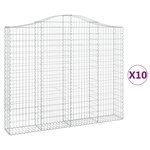 vidaXL Paniers à gabions arqués 10 Pièces 200x30x160/180 cm Fer galvanisé