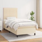 vidaXL Sommier à lattes de lit avec matelas Crème 90x200 cm Tissu