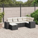 vidaXL Salon de jardin 6 Pièces avec coussins noir résine tressée
