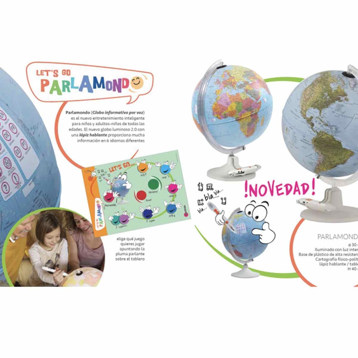 ORBIT GLOBES & MAPS Globe lumineux pour enfant de 25 cm avec animaux, pied  en plastique, avec pied en plastique rigide solide, image de carte  allemande avec de nombreuses illustrations pour les 