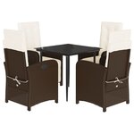 vidaXL Ensemble à manger de jardin 5 Pièces et coussins marron poly rotin