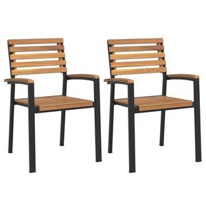 vidaXL Chaises de jardin empilables lot de 2 bois d'acacia et métal