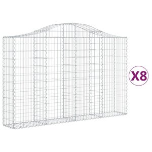 vidaXL Paniers à gabions arqués 8 Pièces 200x30x120/140 cm Fer galvanisé