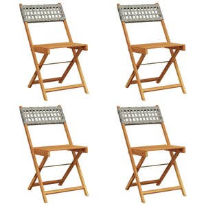 vidaXL Chaises de jardin pliantes lot de 4 gris poly rotin bois massif